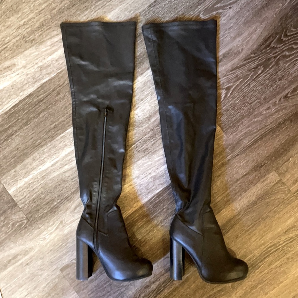Jeffery Campbell thigh high leather boots